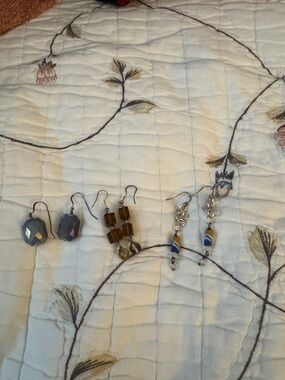 Handmade Brown and Blue Drop Earrings Set - Women Jewelry